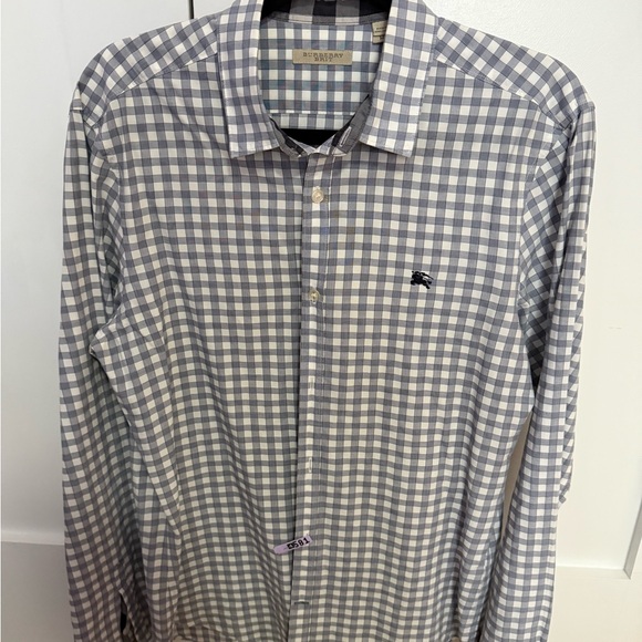 Burberry Men's Gray and White Checkered Shirt - Picture 1 of 6